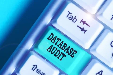 Writing note showing Database Audit. Business photo showcasing auditing of data Stock Photos