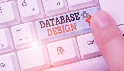 Writing note showing Database Design. Business photo showcasing organisation of Stock Photos