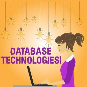 Writing note showing Database Technologies. Business photo showcasing Stock Illustration