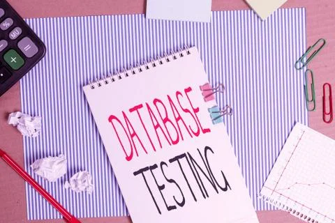 Writing note showing Database Testing. Business photo showcasing involves the Stock Photos