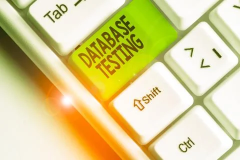 Writing note showing Database Testing. Business photo showcasing involves the Stock Photos