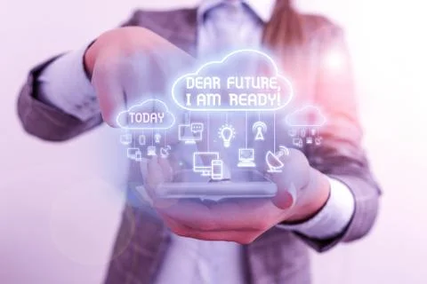 Writing note showing Dear Future I Am Ready. Business photo showcasing Confident Stock Photos