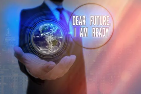 Writing note showing Dear Future I Am Ready. Business photo showcasing Confident 스톡 사진
