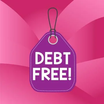 Writing note showing Debt Free. Business photo showcasing does not owning any Stock Illustration