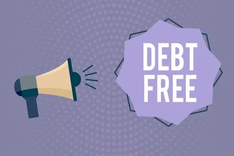 Writing note showing Debt Free. Business photo showcasing does not owning any Stock Illustration