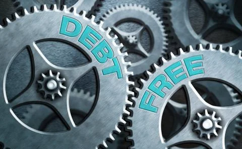 Writing note showing Debt Free. Business photo showcasing does not owning any Stock Illustration