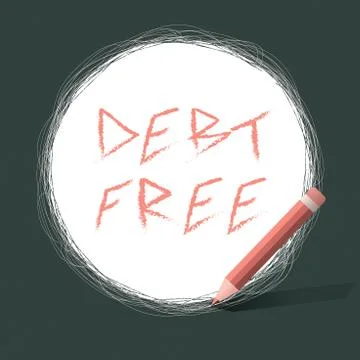 Writing note showing Debt Free. Business photo showcasing does not owning any Stock Illustration