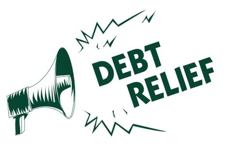 Writing note showing Debt Relief. Business photo showcasing partial or total Stock Illustration