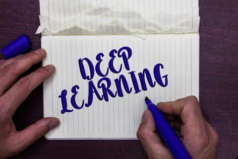 Writing note showing Deep Learning. Business photo showcasing Hierarchical Stock Photos