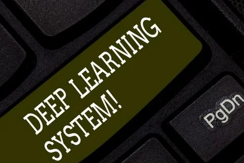 Writing note showing Deep Learning System. Business photo showcasing collection 스톡 사진