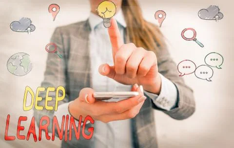 Writing note showing Deep Learning. Business photo showcasing Hierarchical Stock Photos