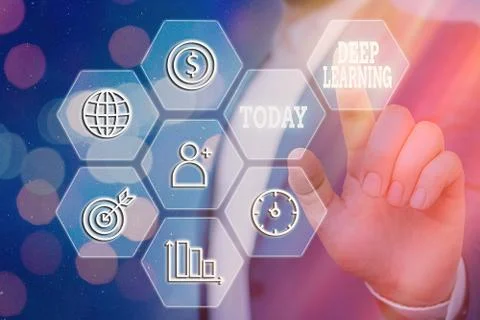 Writing note showing Deep Learning. Business photo showcasing Hierarchical 스톡 사진