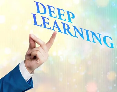 Writing note showing Deep Learning. Business photo showcasing Hierarchical Foto stock