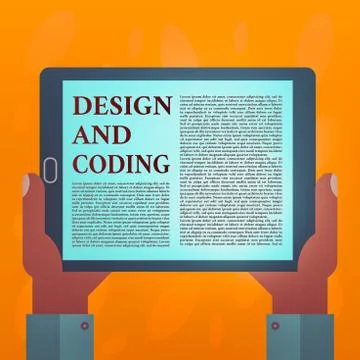 Writing note showing Design And Coding. Business photo showcasing HTML and Stock Illustration