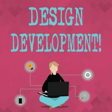 Writing note showing Design Development. Business photo showcasing technical Stockillustratie