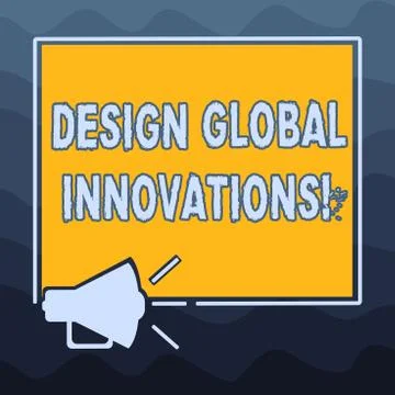 Writing note showing Design Global Innovations. Business photo showcasing use of イラスト素材