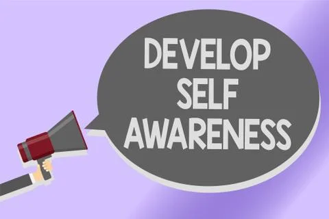Writing note showing Develop Self Awareness. Business photo showcasing increa Stockillustratie