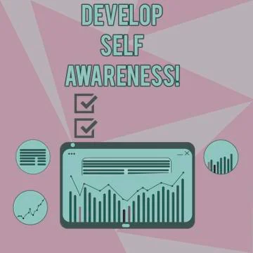 Writing note showing Develop Self Awareness. Business photo showcasing Improve 스톡 일러스트