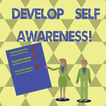 Writing note showing Develop Self Awareness. Business photo showcasing improve Illustrazione stock