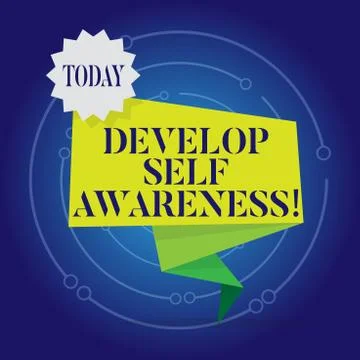 Writing note showing Develop Self Awareness. Business photo showcasing improve Stockillustratie