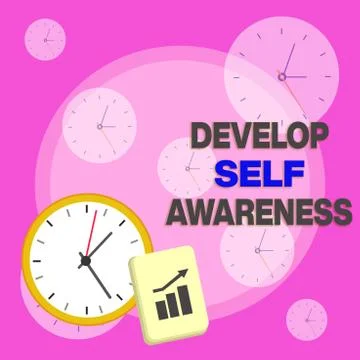 Writing note showing Develop Self Awareness. Business photo showcasing increase イラスト素材