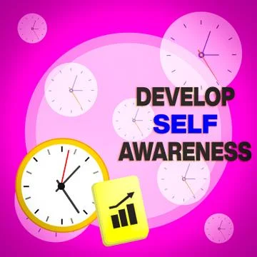 Writing note showing Develop Self Awareness. Business photo showcasing increase イラスト素材