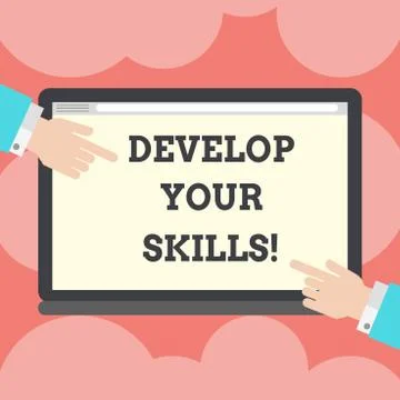 Writing note showing Develop Your Skills. Business photo showcasing improve Stock Illustration