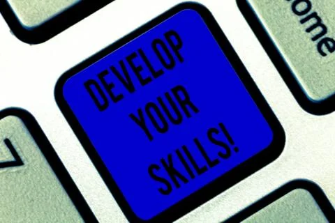 Writing note showing Develop Your Skills. Business photo showcasing improve 스톡 사진