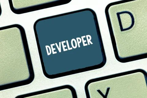 Writing note showing Developer. Business photo showcasing demonstrating or thing 스톡 사진