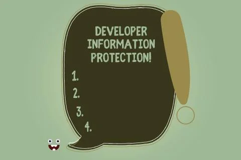 Writing note showing Developer Information Protection. Business photo showcasing イラスト素材