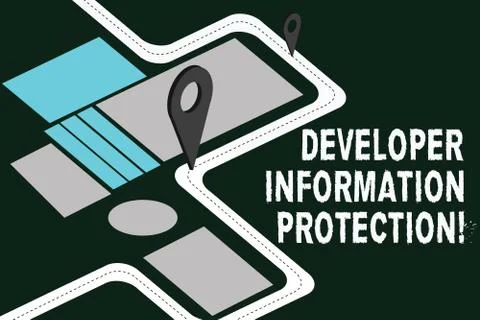 Writing note showing Developer Information Protection. Business photo showcasing イラスト素材
