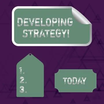 Writing note showing Developing Strategy. Business photo showcasing Game plan Stock Illustration