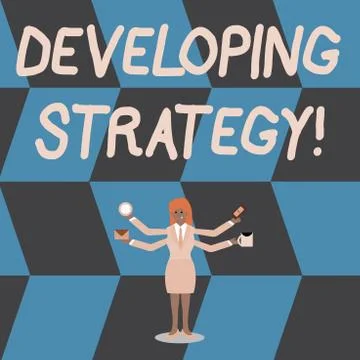 Writing note showing Developing Strategy. Business photo showcasing Game plan 스톡 일러스트
