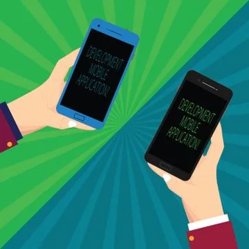 Writing note showing Development Mobile Application. Business photo showcasing イラスト素材