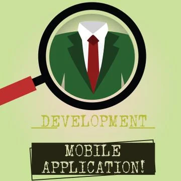 Writing note showing Development Mobile Application. Business photo showcasing Stock Illustration