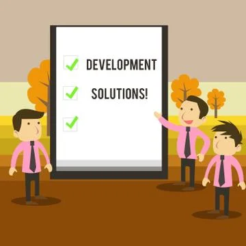 Writing note showing Development Solutions. Business photo showcasing Efficient Stockillustratie
