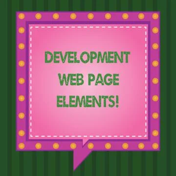 Writing note showing Development Web Page Elements. Business photo showcasing Stock Illustration