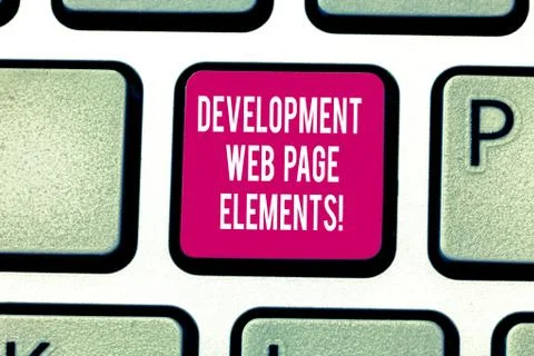 Writing note showing Development Web Page Elements. Business photo showcasing Stock Photos
