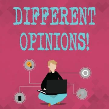 Writing note showing Different Opinions. Business photo showcasing a conflict of Illustrazione stock