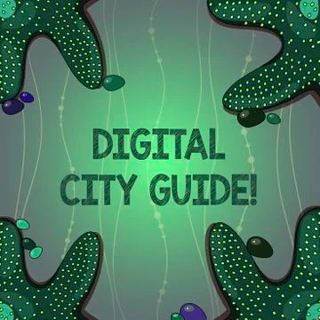 Writing note showing Digital City Guide. Business photo showcasing app which Illustrazione stock