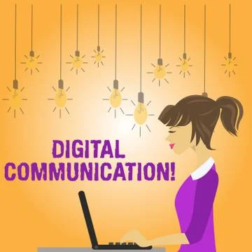 Writing note showing Digital Communication. Business photo showcasing exchange Illustrazione stock