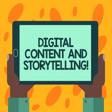 Writing note showing Digital Content And Storytelling. Business photo showcasing Stock Illustration