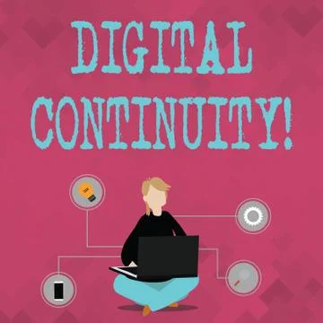 Writing note showing Digital Continuity. Business photo showcasing ability to Stock Illustration