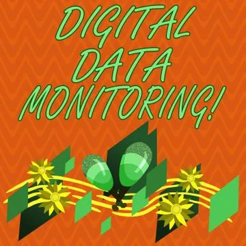 Writing note showing Digital Data Monitoring. Business photo showcasing Routine Illustrazione stock