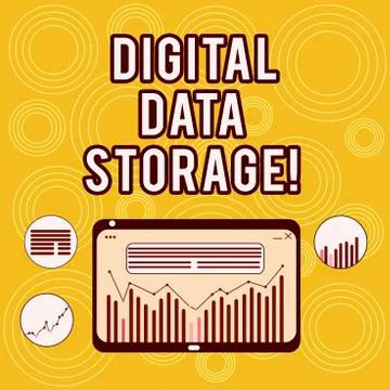Writing note showing Digital Data Storage. Business photo showcasing format for 库存插图