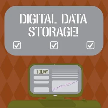 Writing note showing Digital Data Storage. Business photo showcasing format for 库存插图