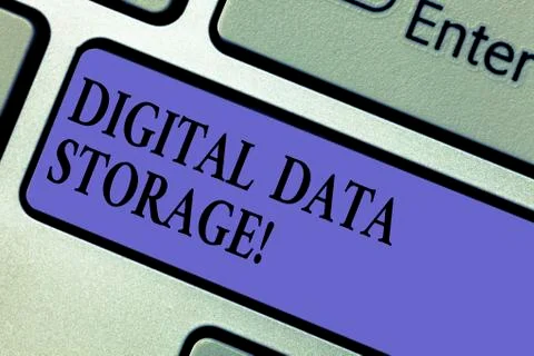 Writing note showing Digital Data Storage. Business photo showcasing format for Stock Photos