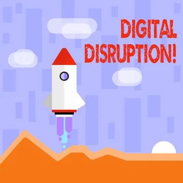 Writing note showing Digital Disruption. Business photo showcasing Stock Illustration