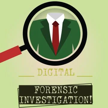 Writing note showing Digital Forensic Investigation. Business photo showcasing Stock Illustration