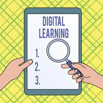 Writing note showing Digital Learning. Business photo showcasing accompanied by Stock Illustration